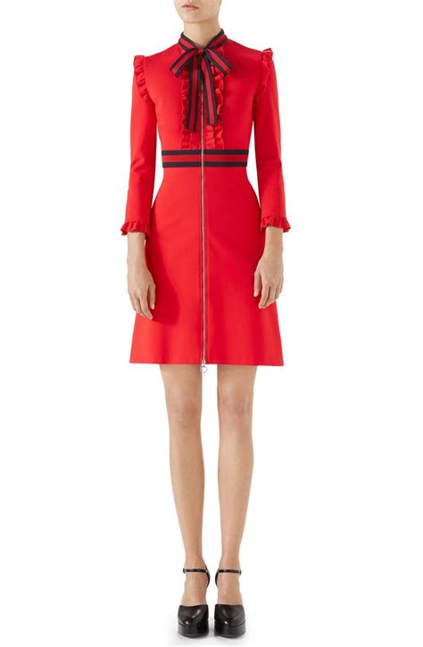 gucci ruffle tie neck dress